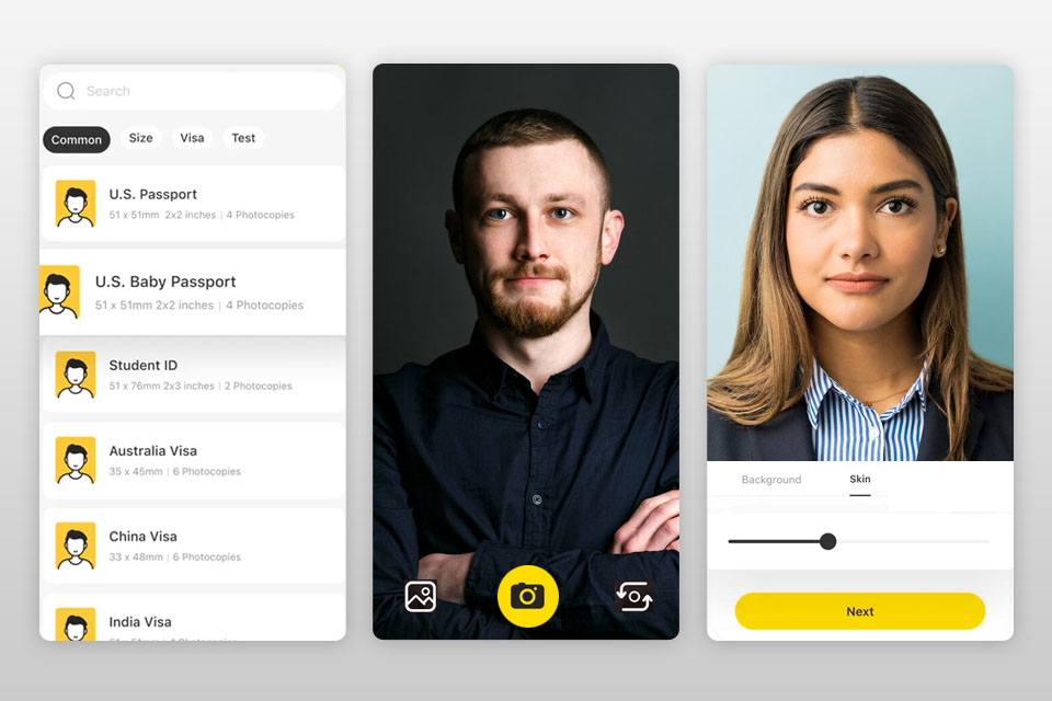 snapid passport photo app interface