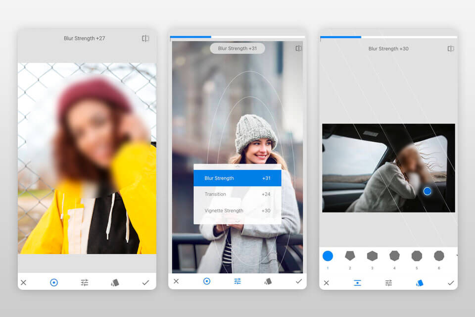 snapseed app to blur faces interface
