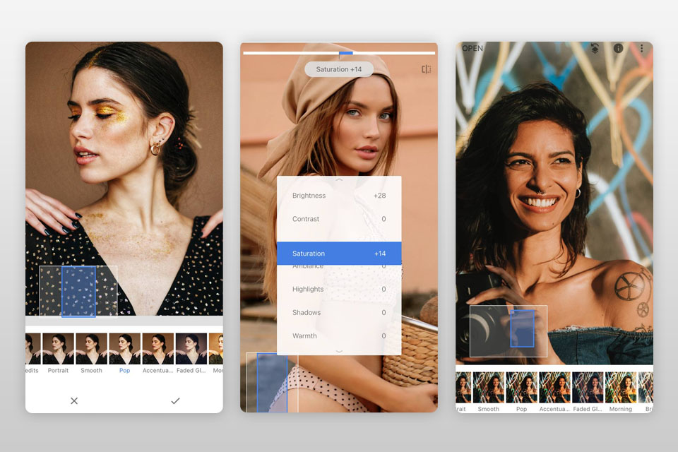 snapssed app to enhance photo quality interface