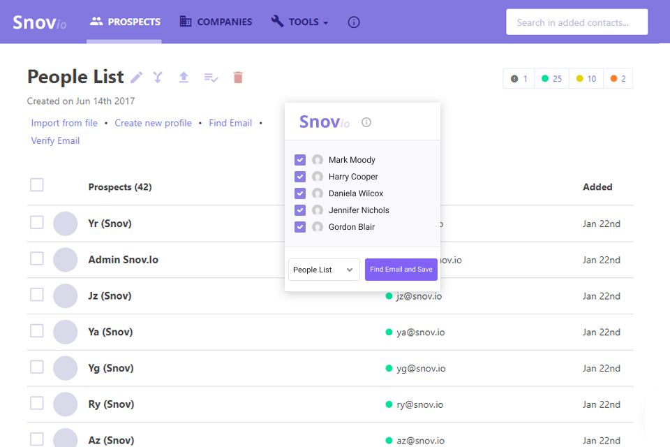 snovio bulk email sender website