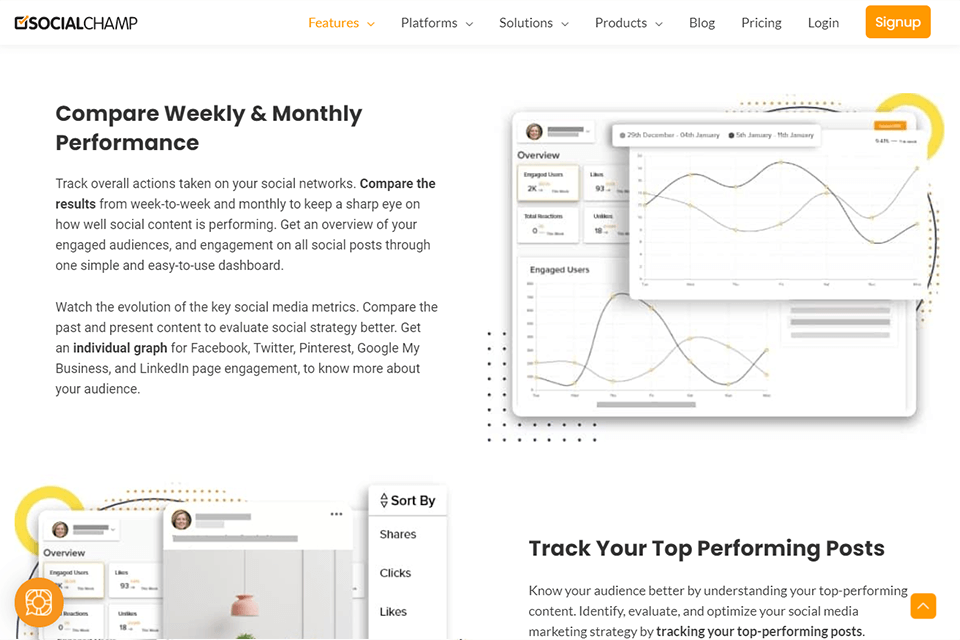 social champ interface monitoring analytics