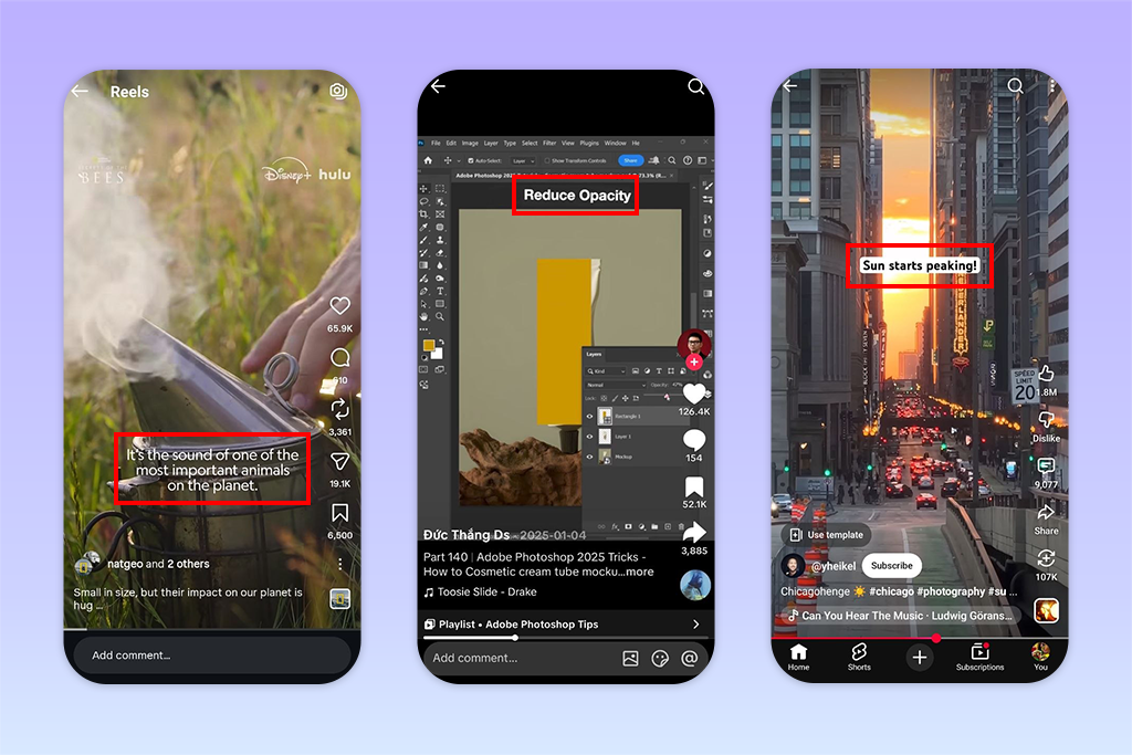 social media caption types