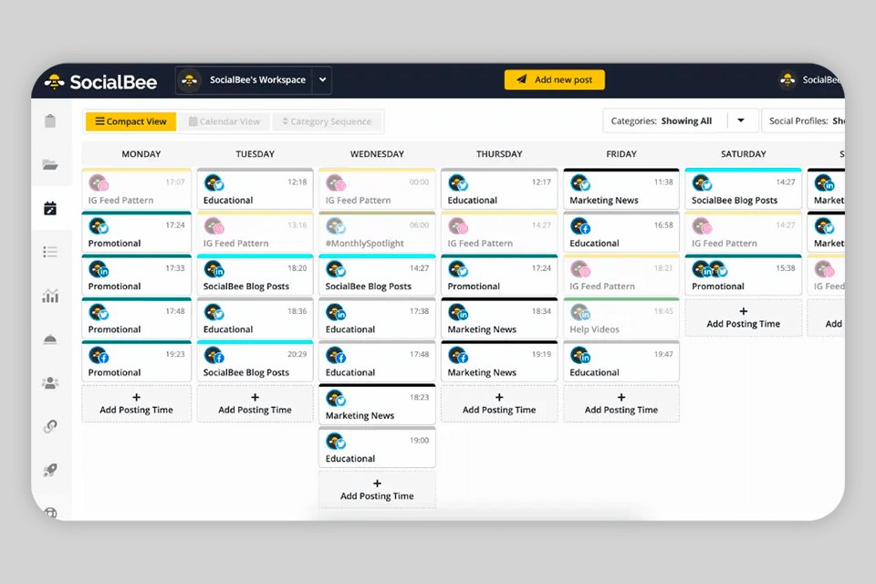 socialbee instagram marketing tools for rapid growth interface