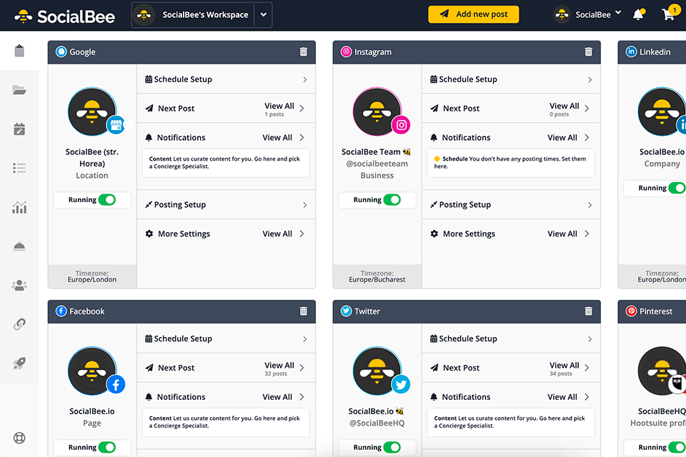 socialbee social media for artists interface