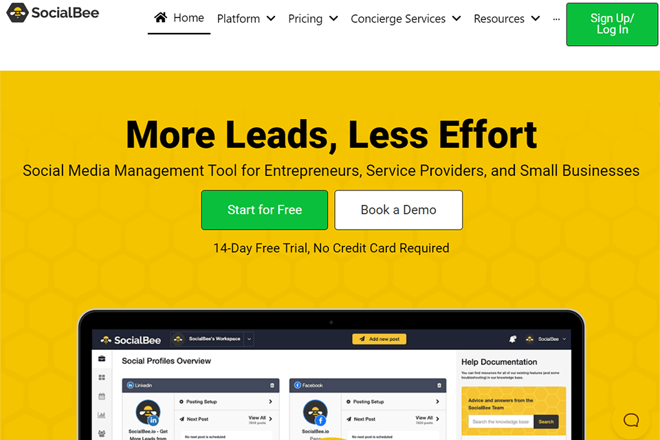 socialbee social media marketing company interface