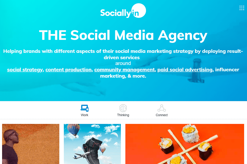 sociallyin sitio web de la agencia de diseño gráfico