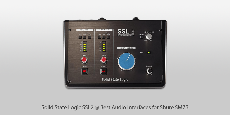 solid state logic ssl2 audio interface for shure-sm7b