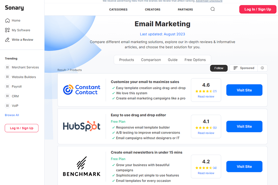 sonary digital marketing blog interface