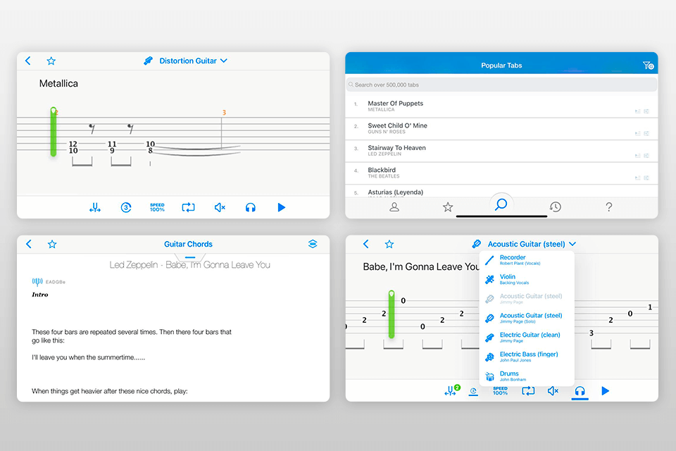 songsterr tabs and chords guitar learning app interface