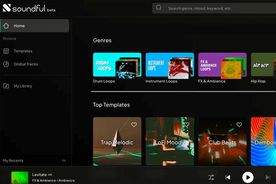 soundful ai music generator interface