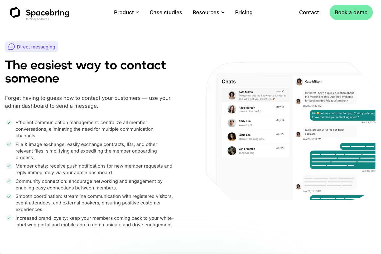 spacebring live chat software