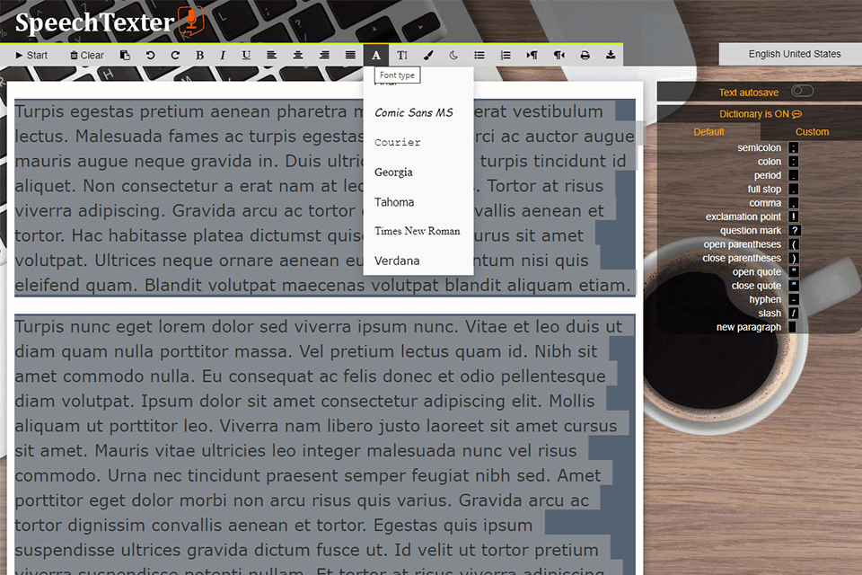speechtexter voice to text apps interface