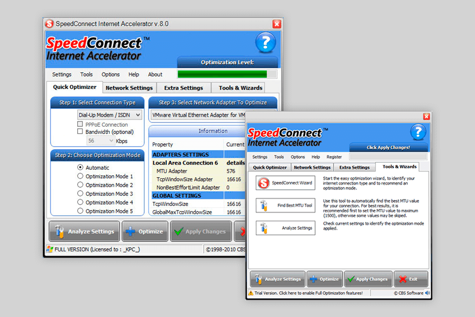 speedconnect internet accelerator internet booster software interface