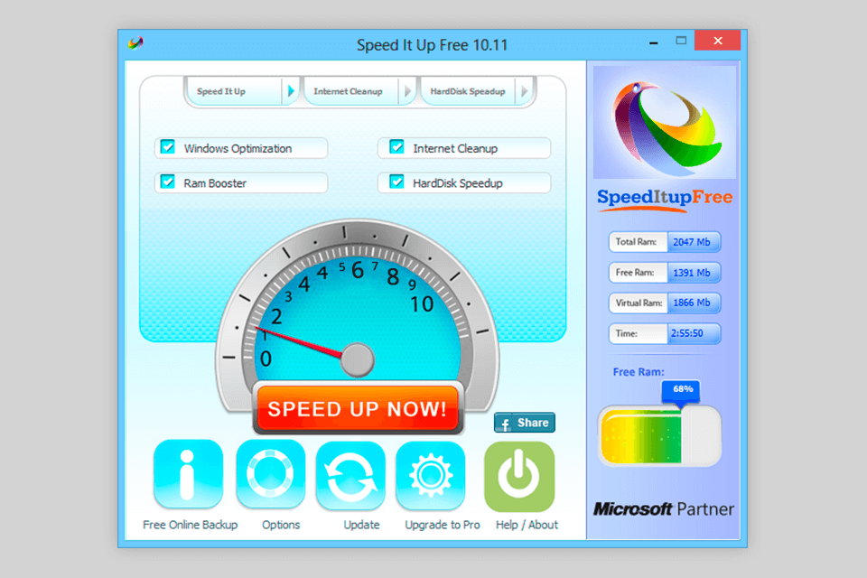 speeditup download interface