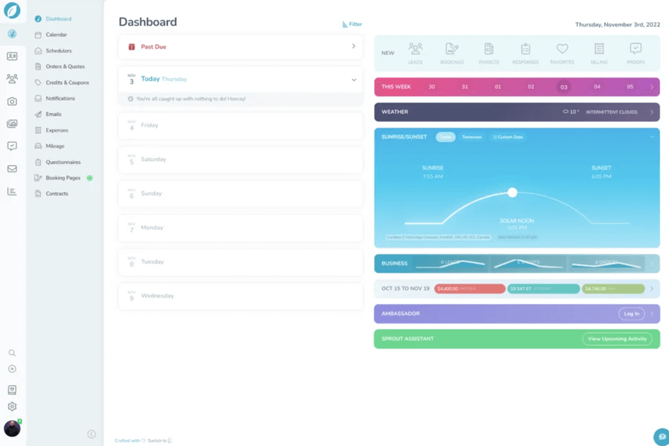 sprout studio delivery management software dashboard