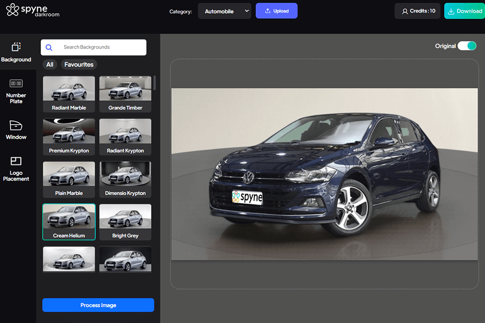 spyne automatiska fotoredigeringsgränssnitt