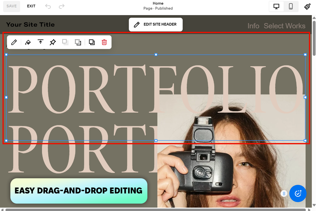 squarespace website interface