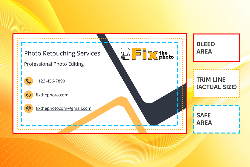 standard business card size with zones