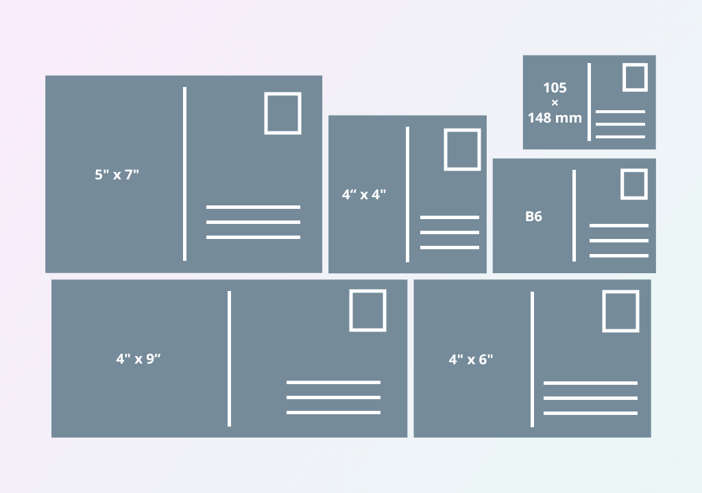 standard postcard sizes list