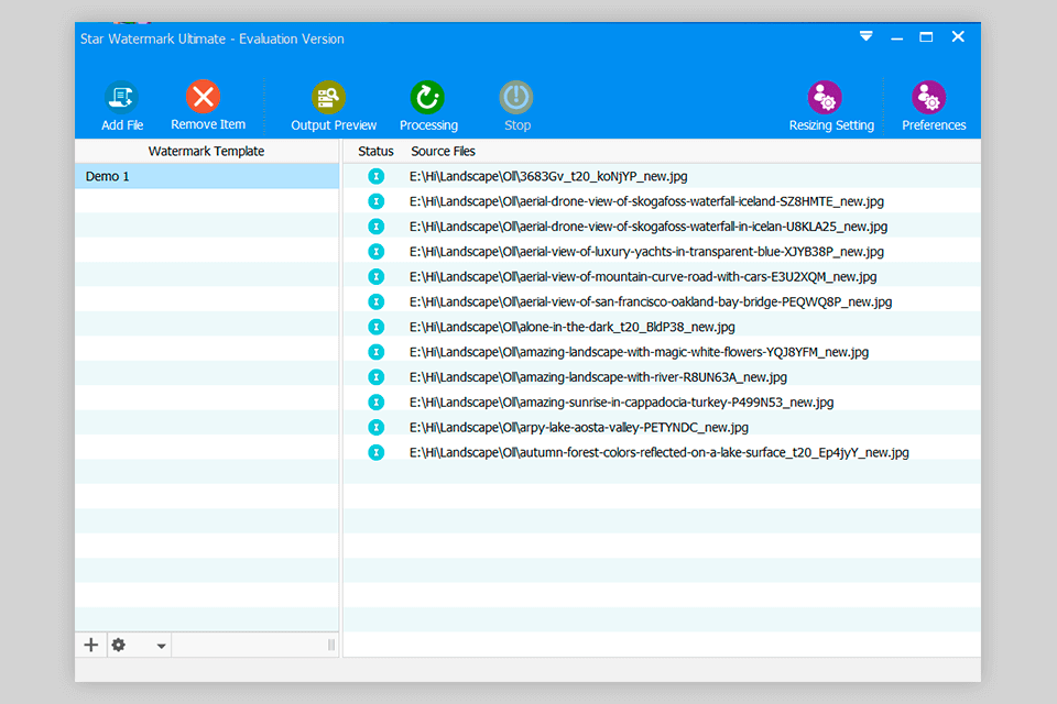 star watermark software lineup interface