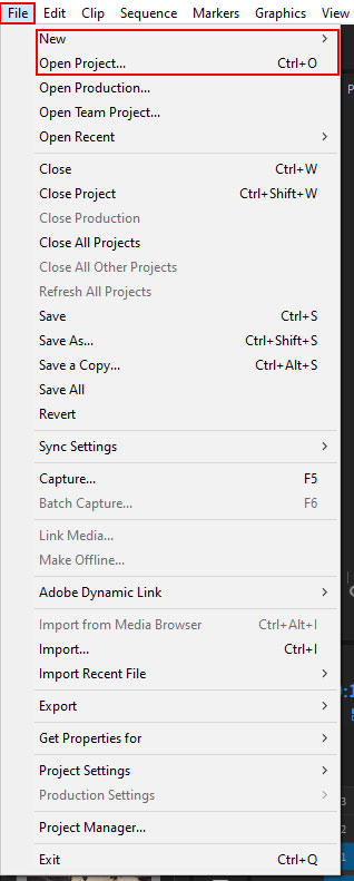 start a project to create a vignette in adobe premiere pro