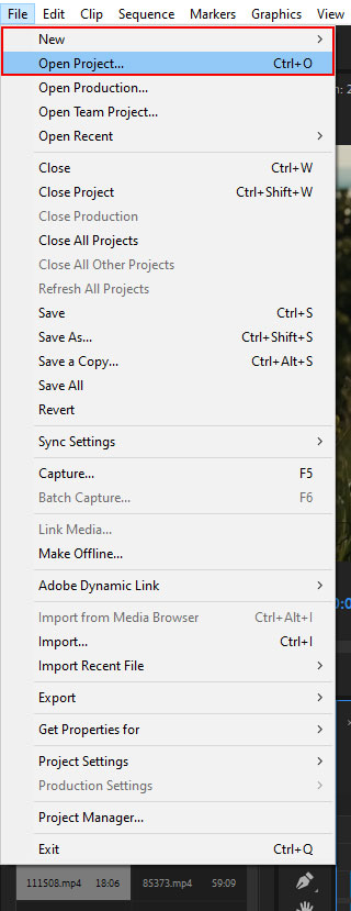 start a new project to create a vignette in adobe premiere pro