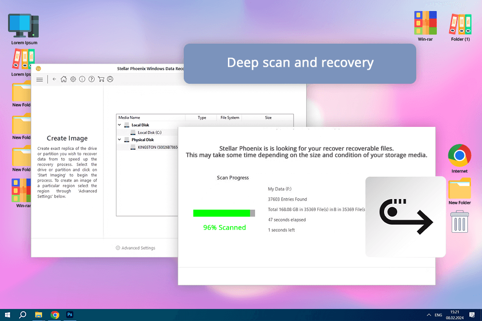 stellar phoenix windows data recovery interface