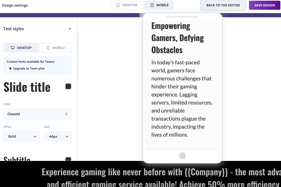 storydoc pitch deck creator settings