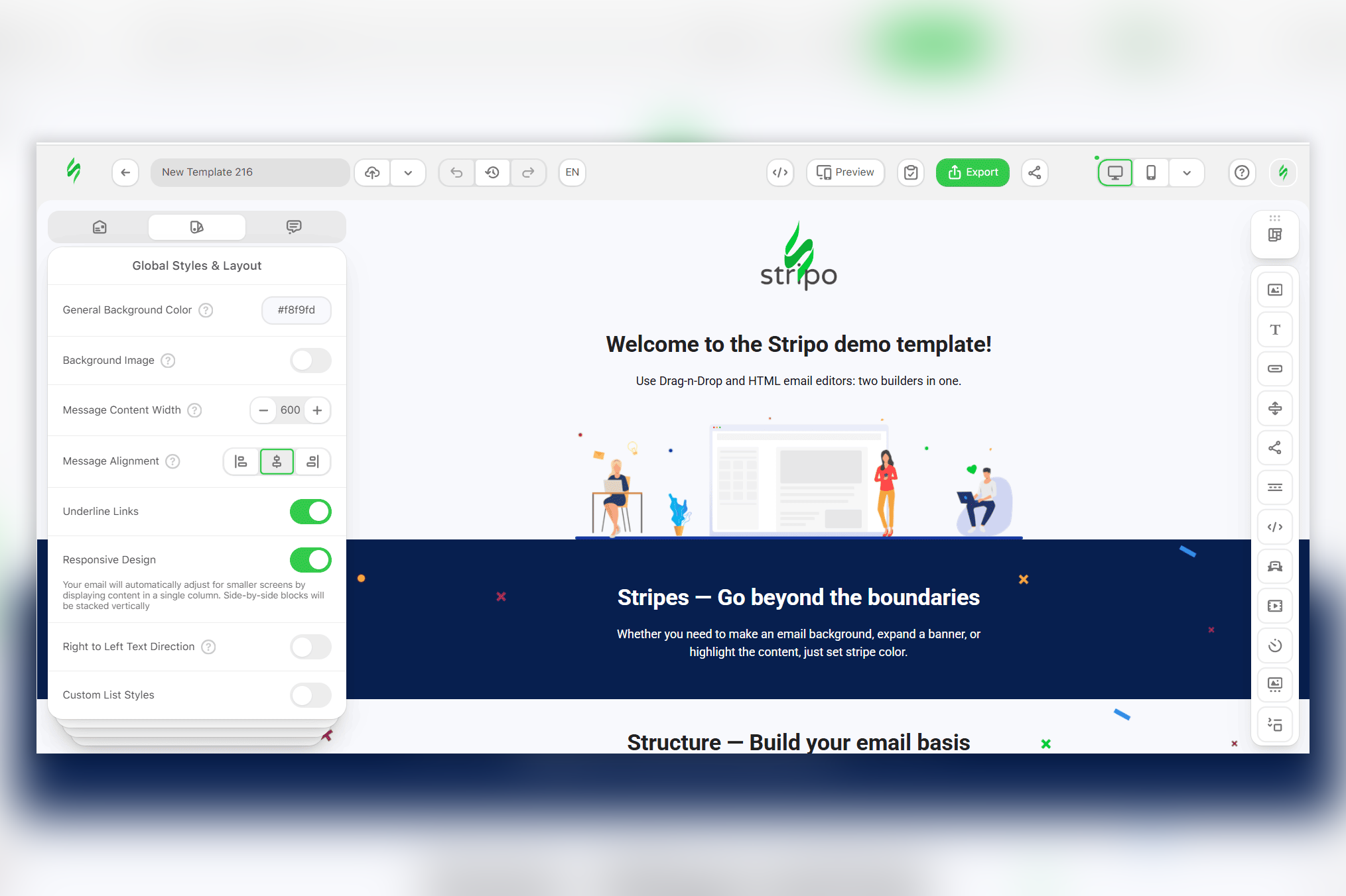 stripo email email template builder