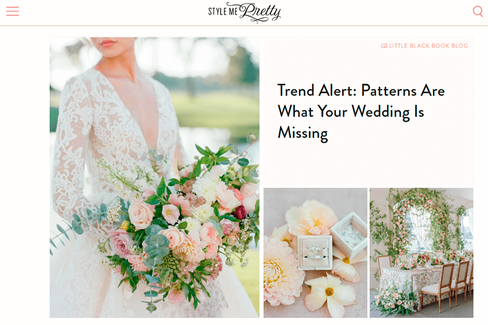 style me pretty wedding blog interface