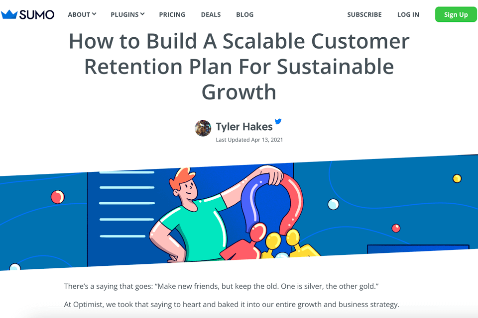 sumo stories ecommerce blog interface