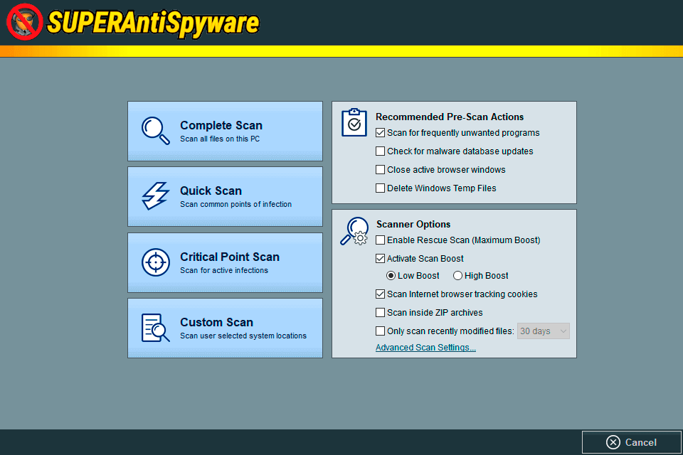واجهة superantispyware