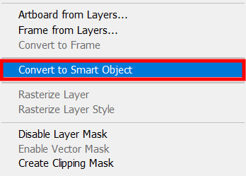 superimpose images converting to smart object