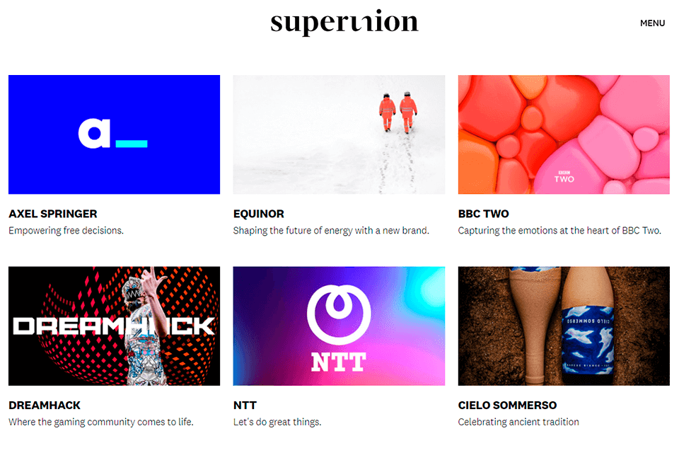 superunion graphic design company interface