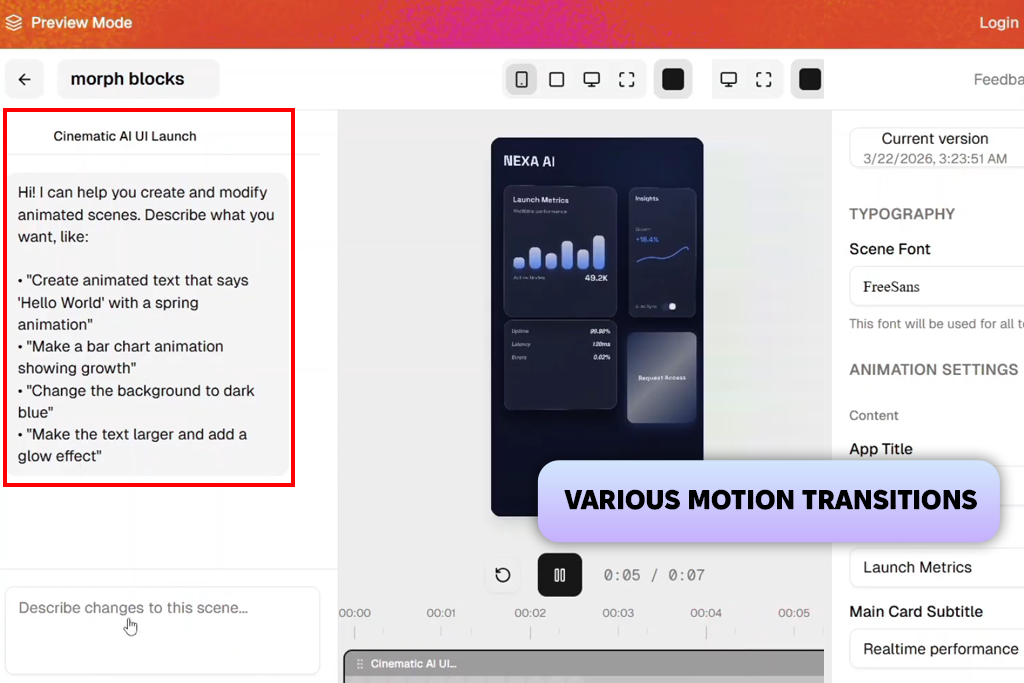 swishy ai motion graphics generator