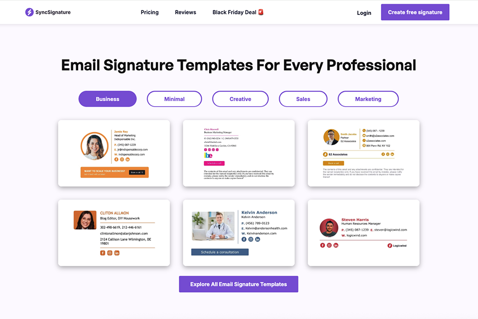 syncsignature email signature generator