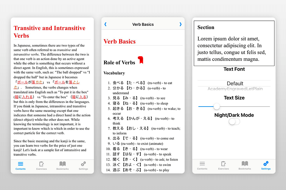 tae kim’s guide to learning japanese for iphone japanese learning software interface