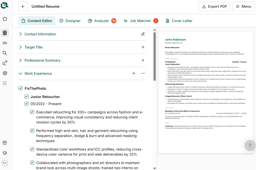teal ai resume builder