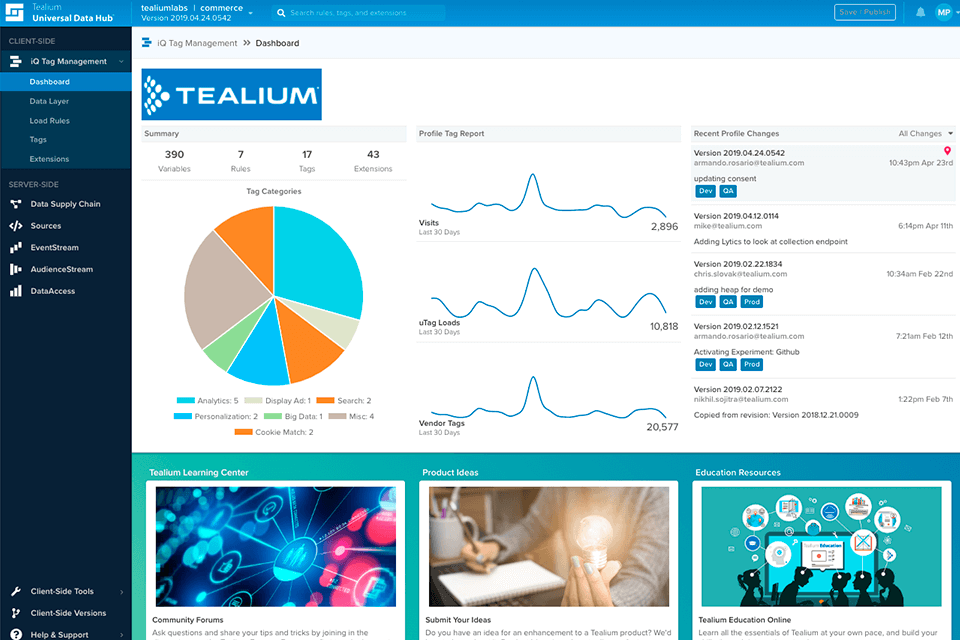 tealium customer data platform interface