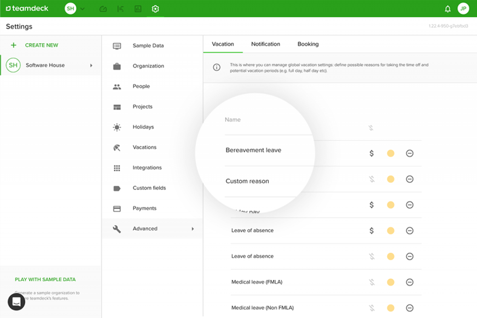 teamdeck leave management options