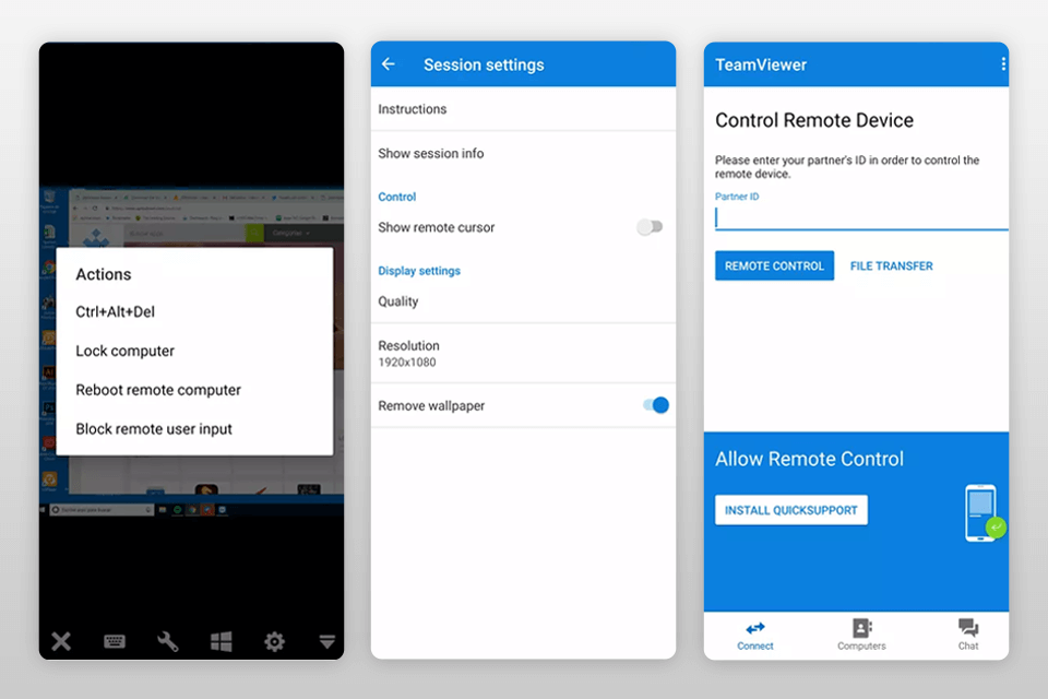 teamviewer screen mirroring apps for android to tv interface