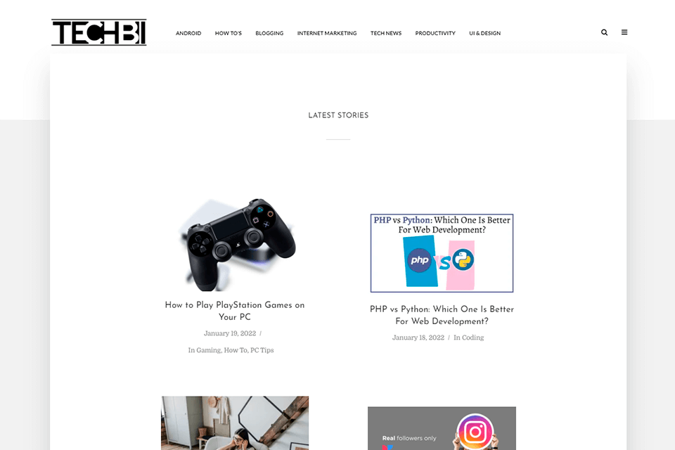techbii digital marketing blog interface
