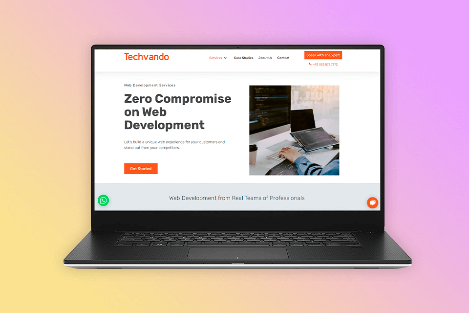 techvando web geliştirme şirketi arayüzü