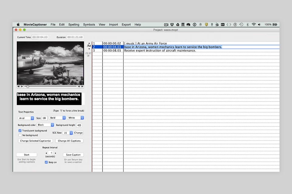text properties moviecaptioner review