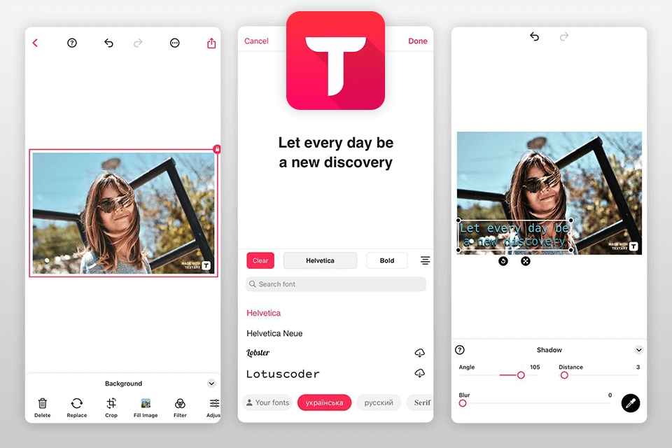 textart add caption to photo app