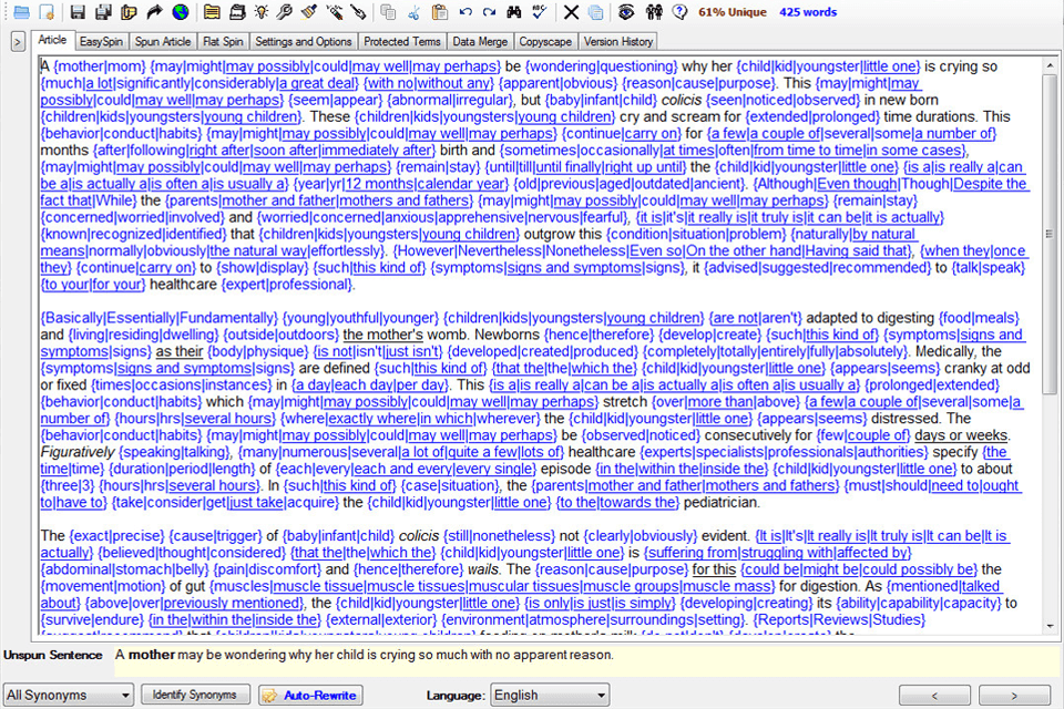 the best spinner paraphrasing software interface