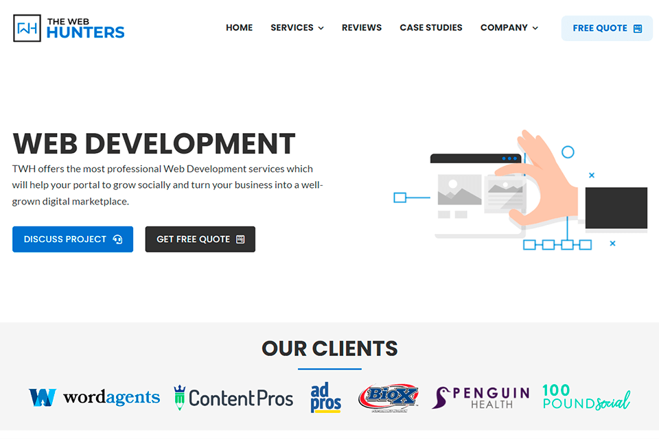 the web hunters site development