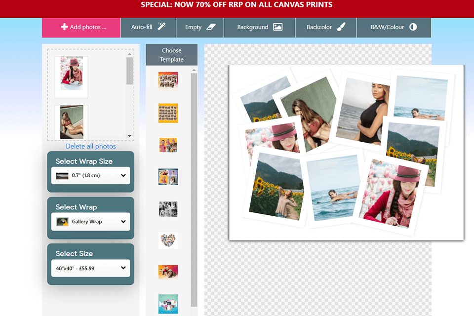 thecanvasprints collage printing settings
