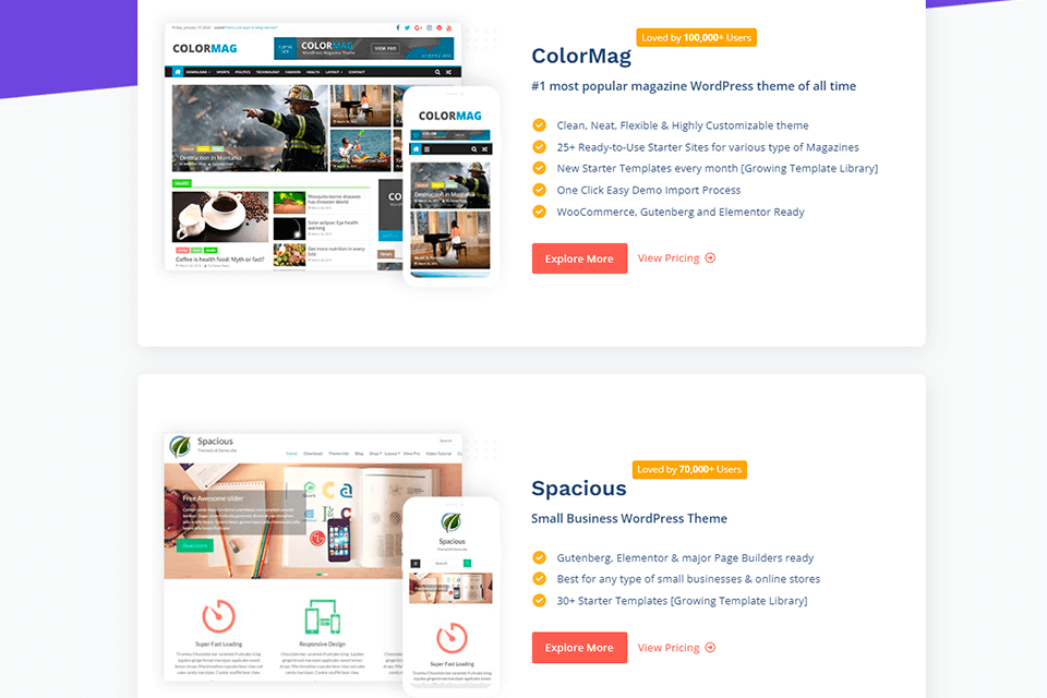 themegrill wordpress templates site interface
