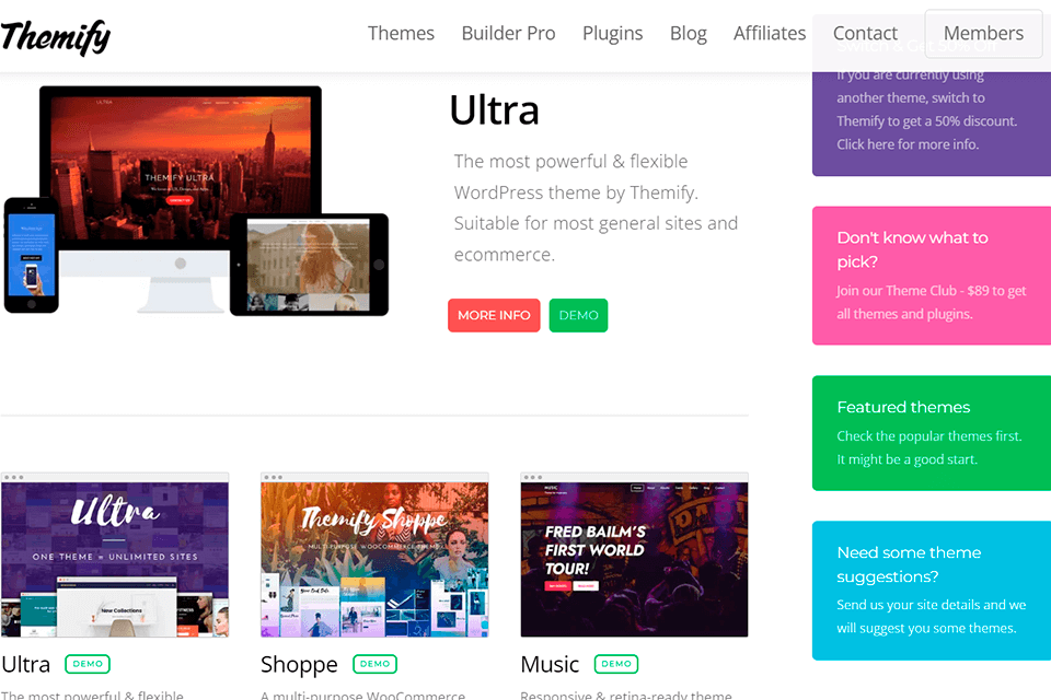 themify wordpress templates site interface